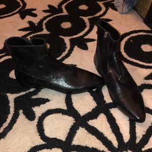 Zara black crinkle leather ankle bootie